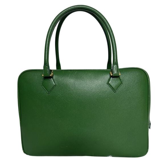 Vintage Retro Foxey Green leather bag 2 top handles zip around closure - Picture 1 of 13
